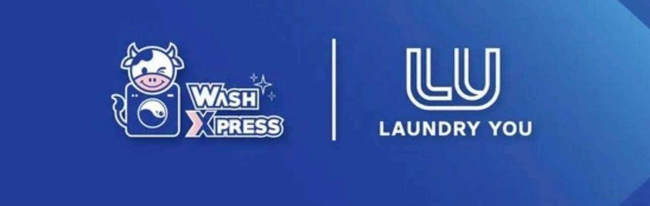 โลโก้อย่างเป็นทางการของแบรนด์ร้านสะดวกซัก WashXpress ภายใต้การบริหารของ บริษัท ลอนดรี้ ยู จำกัด (มหาชน) หรือ WASH