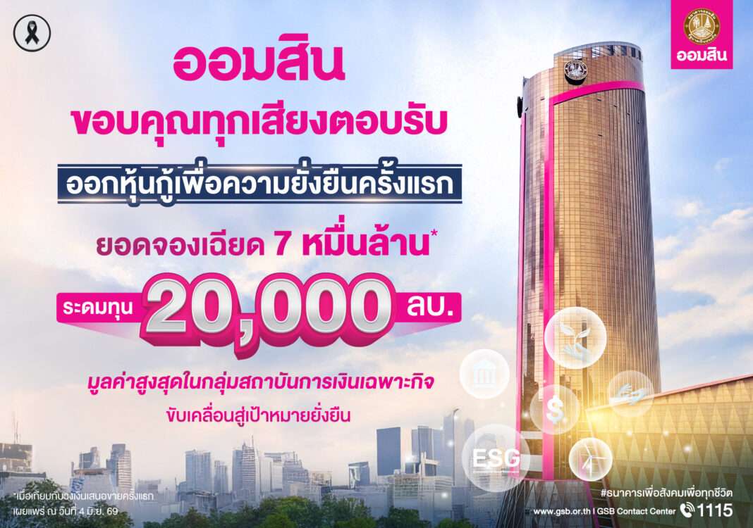 ธนาคารออมสินออกอินโฟกราฟิกประกาศความสำเร็จการเสนอขาย 