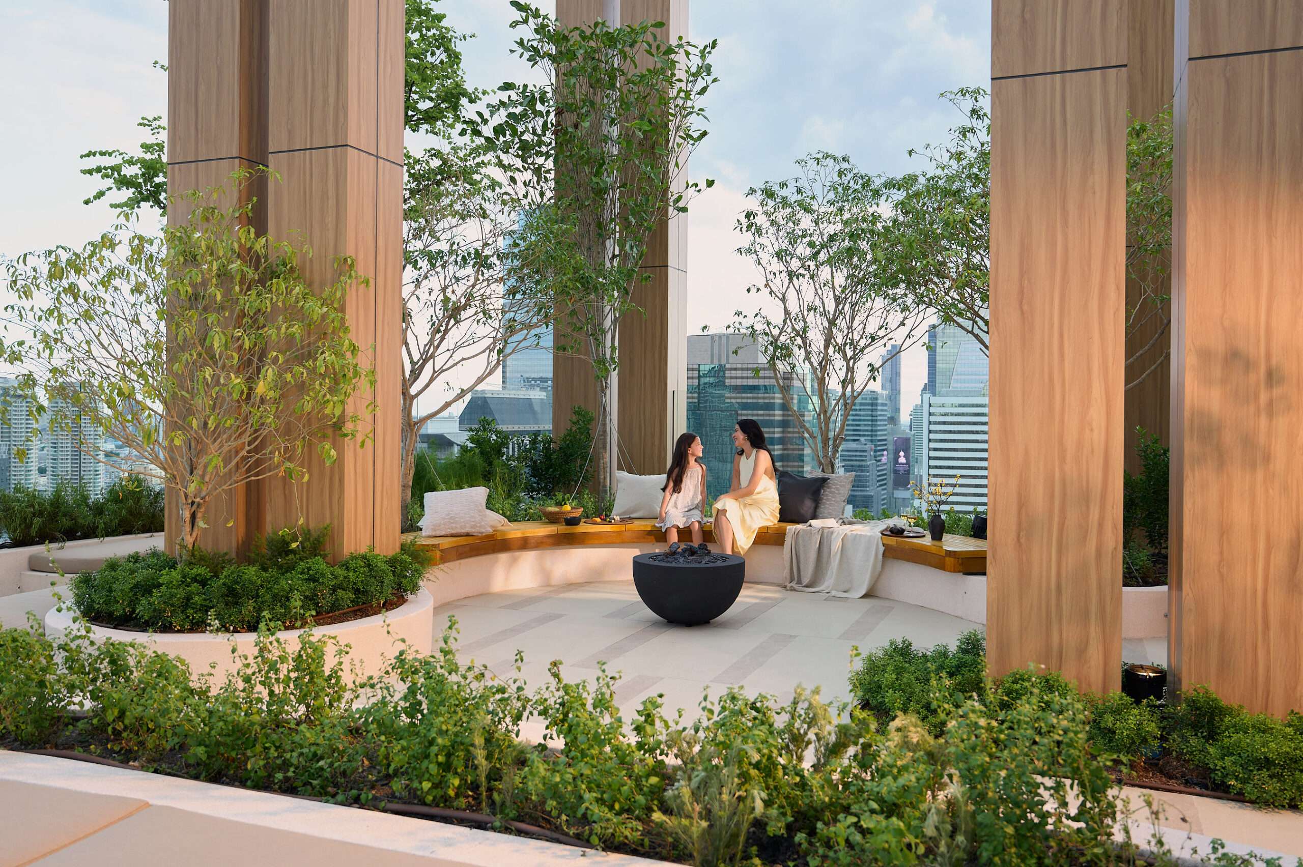 พื้นที่พักผ่อนส่วนกลาง Sensory Garden บนชั้นดาดฟ้าโครงการ รมย์ คอนแวนต์ ออกแบบเพื่อการผ่อนคลาย