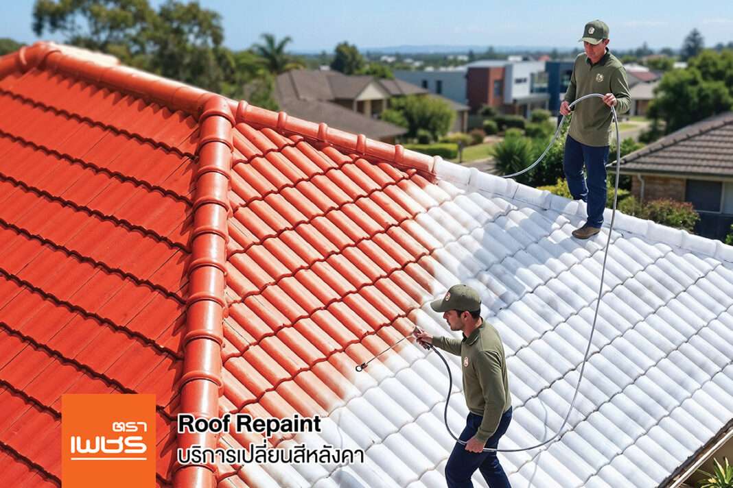 ทีมช่างตราเพชรให้บริการพ่นสีหลังคา Roof Repaint ฟื้นฟูหลังคาเก่าให้สวยเหมือนใหม่
