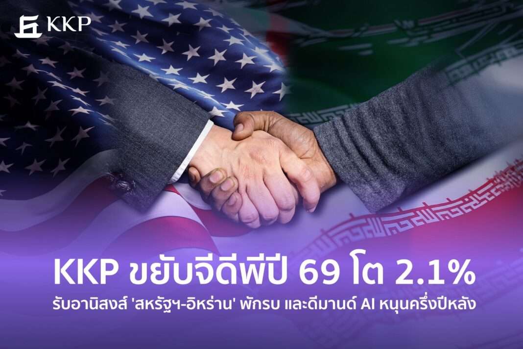 kkp-research-gdp-2026-forecast-us-iran-ceasefire-ai-demand.jpg KKP Research ปรับเพิ่มคาดการณ์จีดีพีปี 2569 โต 2.1% รับอานิสงส์สหรัฐฯ-อิหร่านพักรบ และดีมานด์ AI