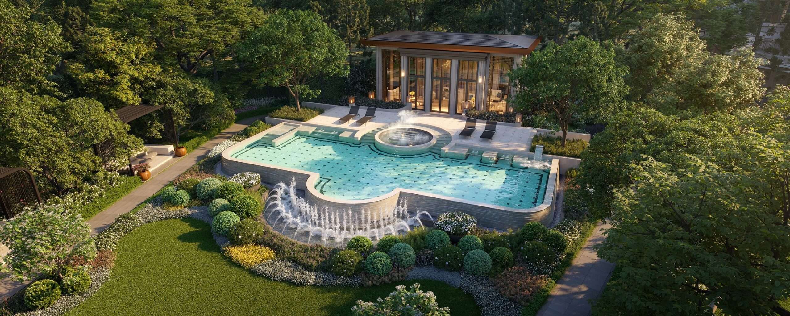 RESERVE HYDROTHERAPY POOL สระว่ายน้ำบำบัดและพื้นที่ Wellness ในโครงการ CINQ ROYAL