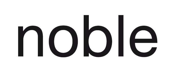 โลโก้แบรนด์ noble ของบริษัท โนเบิล ดีเวลลอปเมนท์ จำกัด (มหาชน) ตัวอักษรสีดำบนพื้นหลังสีขาว