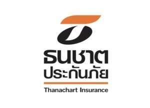 โลโก้แบรนด์ ธนชาตประกันภัย ของบริษัท ธนชาตประกันภัย จำกัด (มหาชน) ประกอบด้วยสัญลักษณ์และตัวอักษรภาษาไทยและภาษาอังกฤษสีดำและสีส้มบนพื้นหลังสีขาว