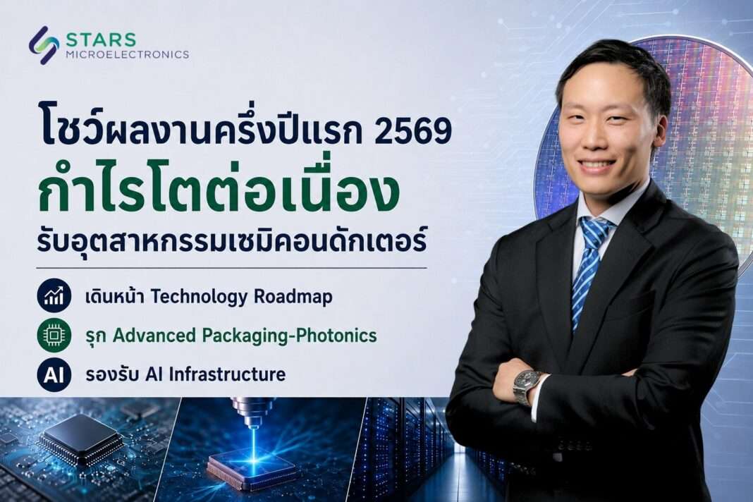 นายพร้อมพงศ์ ไชยกุล ประธานเจ้าหน้าที่บริหาร บริษัท สตาร์ส ไมโครอิเล็กทรอนิกส์ (ประเทศไทย) จำกัด (มหาชน) นำเสนอผลประกอบการครึ่งปีแรก 2569
