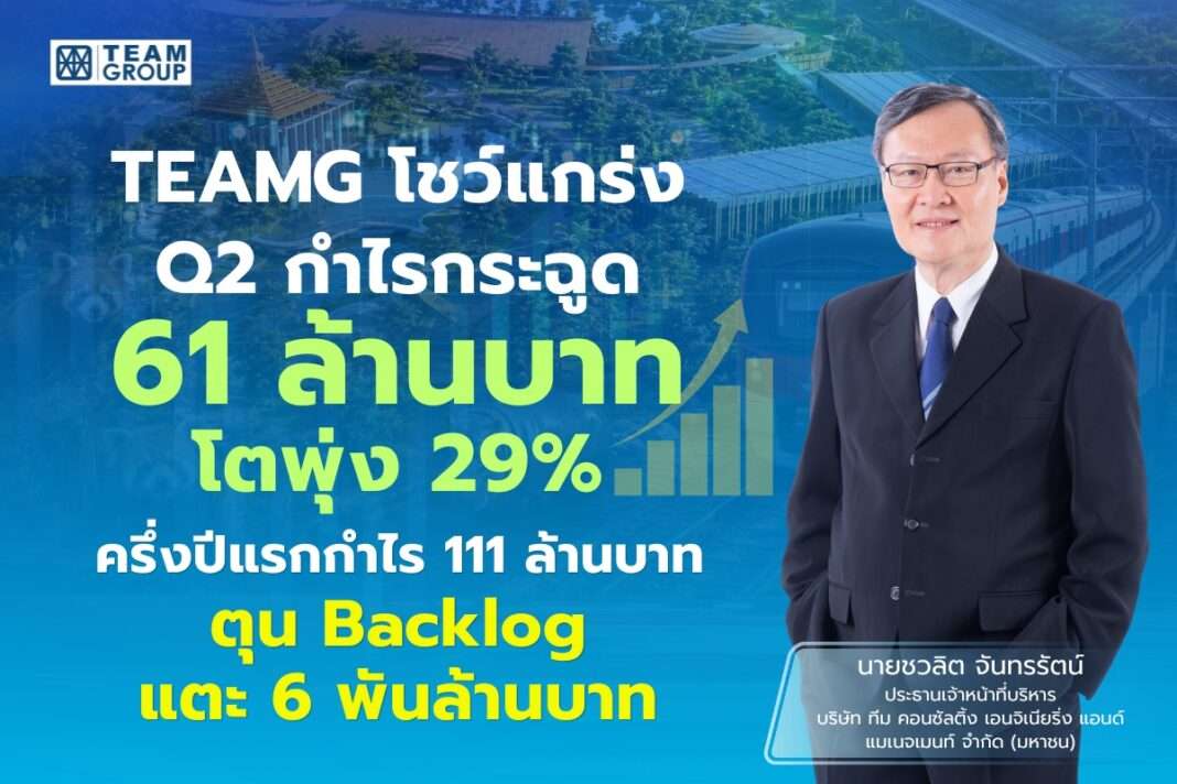 teamg-ceo-chawalit-chantararat-q2-2026-results นายชวลิต จันทรรัตน์ ประธานเจ้าหน้าที่บริหาร บริษัท ทีม คอนซัลติ้ง เอนจิเนียริ่ง แอนด์ แมเนจเมนท์ จำกัด (มหาชน) หรือ TEAMG เผยผลประกอบการไตรมาส 2/2569