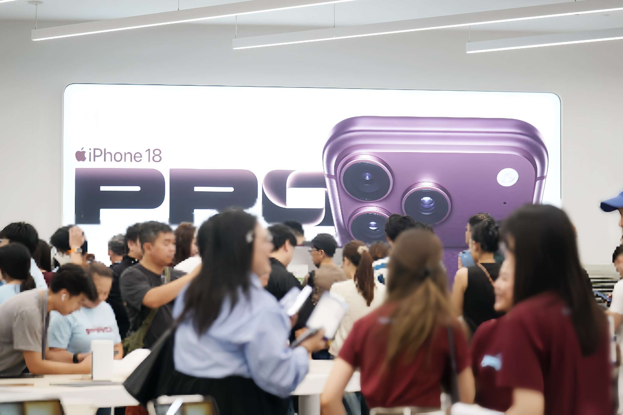 ภาพบรรยากาศลูกค้าจำนวนมากเดินทางมารับเครื่องและเลือกซื้อ iPhone 18 Pro อย่างคึกคักภายในร้านค้าตัวแทนจำหน่ายเครือ COM7 ในวันเปิดจำหน่ายอย่างเป็นทางการ