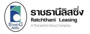 โลโก้ทางการของ บริษัท ราชธานีลิสซิ่ง จำกัด (มหาชน) หรือ Ratchthani Leasing A Thanachart Group Company โดดเด่นด้วยการใช้สีน้ำเงินและสีเขียว